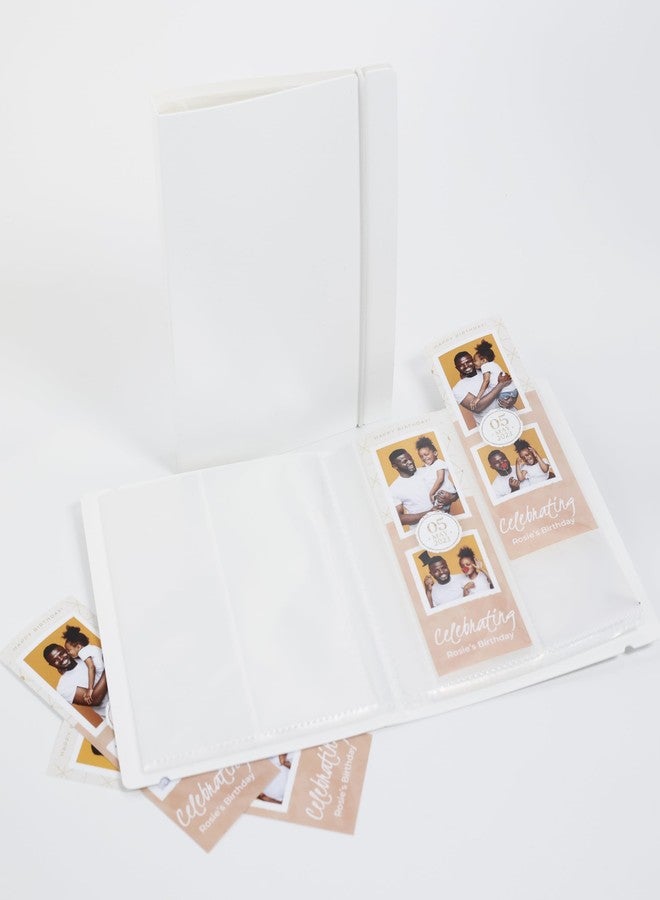 SMILE&WAVE Photo Booth Photo Album - For Wedding or Party- Holds 120 Photobooth 2x6 Photo Strips - Slide In (1, WHITE WITH BAND) - Image 2